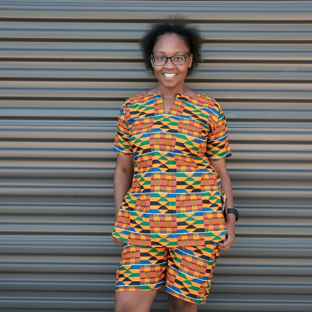Women African print 2 pcs tunic top with pant